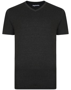 Bigdude Plain V-Neck T-Shirt Charcoal Marl